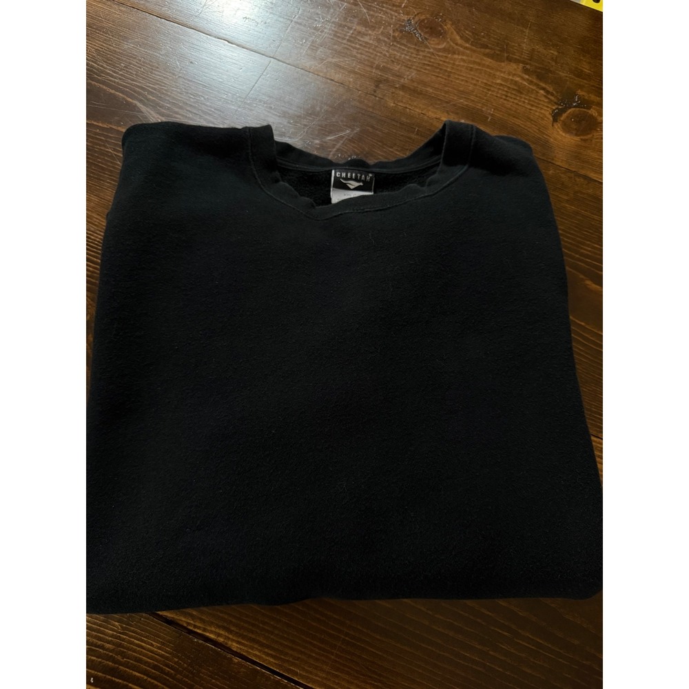 Cheetah Mens Black Crewneck Sweatshirt XXL Cotton Blend Fleece Pullover‎
